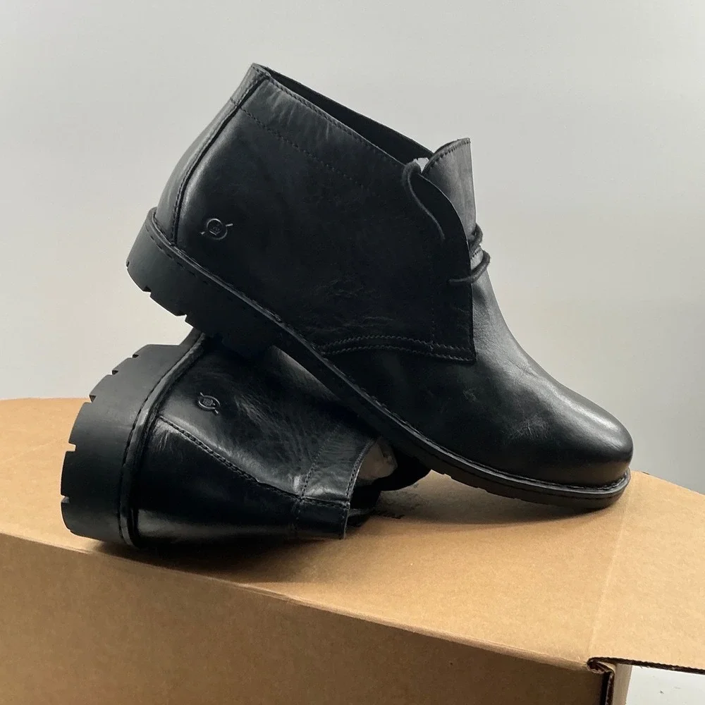 Born Harrison Mens Black Leather Chukka Boots Ankle Shoes BM0019503 Size 13M